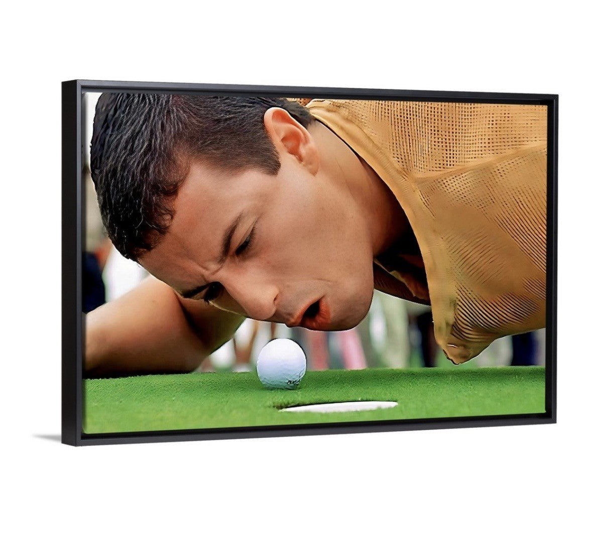 Person preparing to putt a golf ball on a green