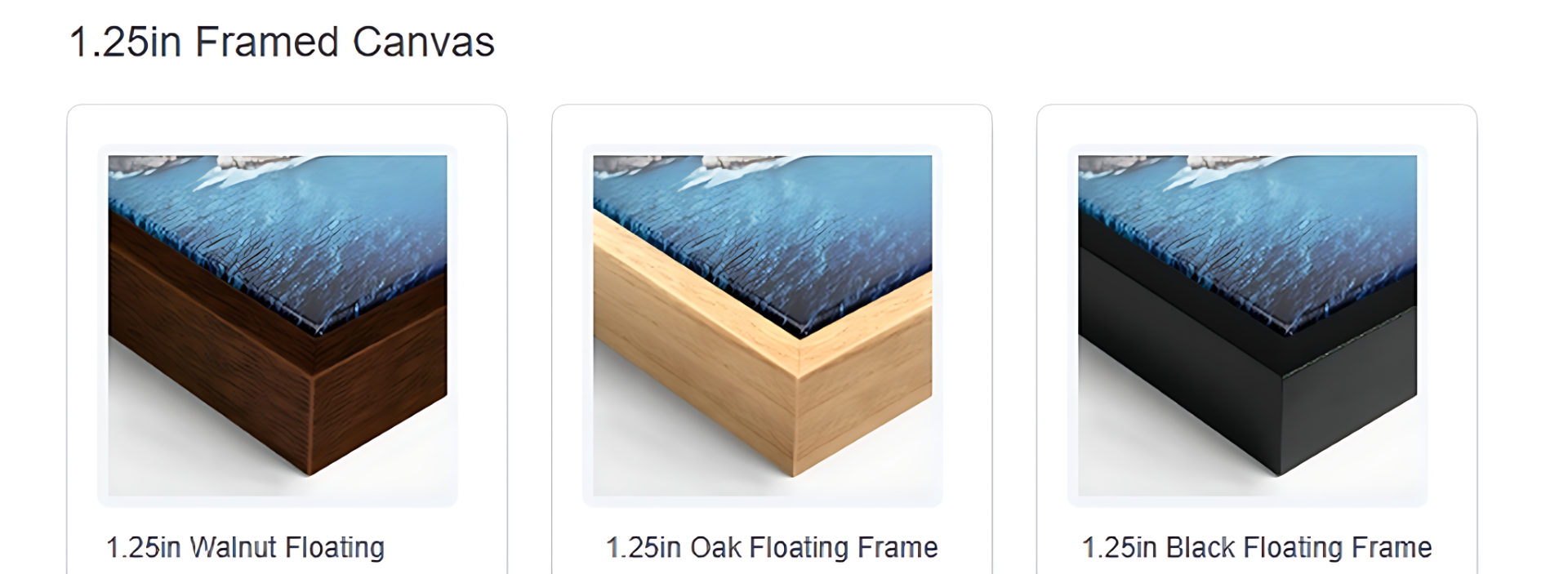 Black / Natural Oak / Walnut Floating Canvas Framing Options